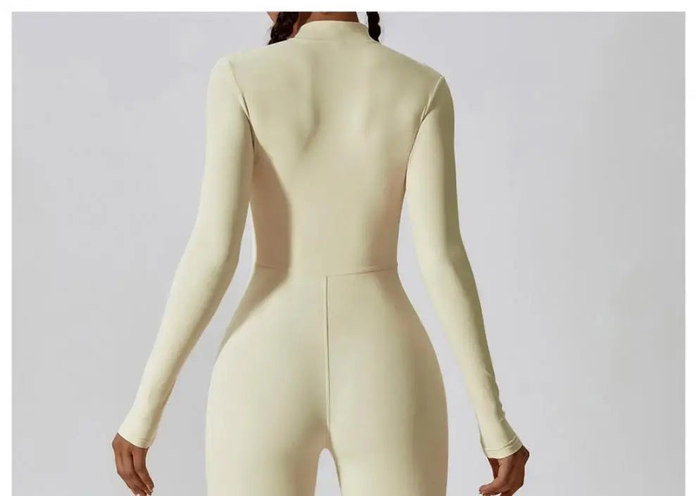 One-piece Sports Training Jumpsuit Women's Long Sleeve Tight Hip-highlighting Bodysuit Gym Clothing Sexy Dance Exercise Tights