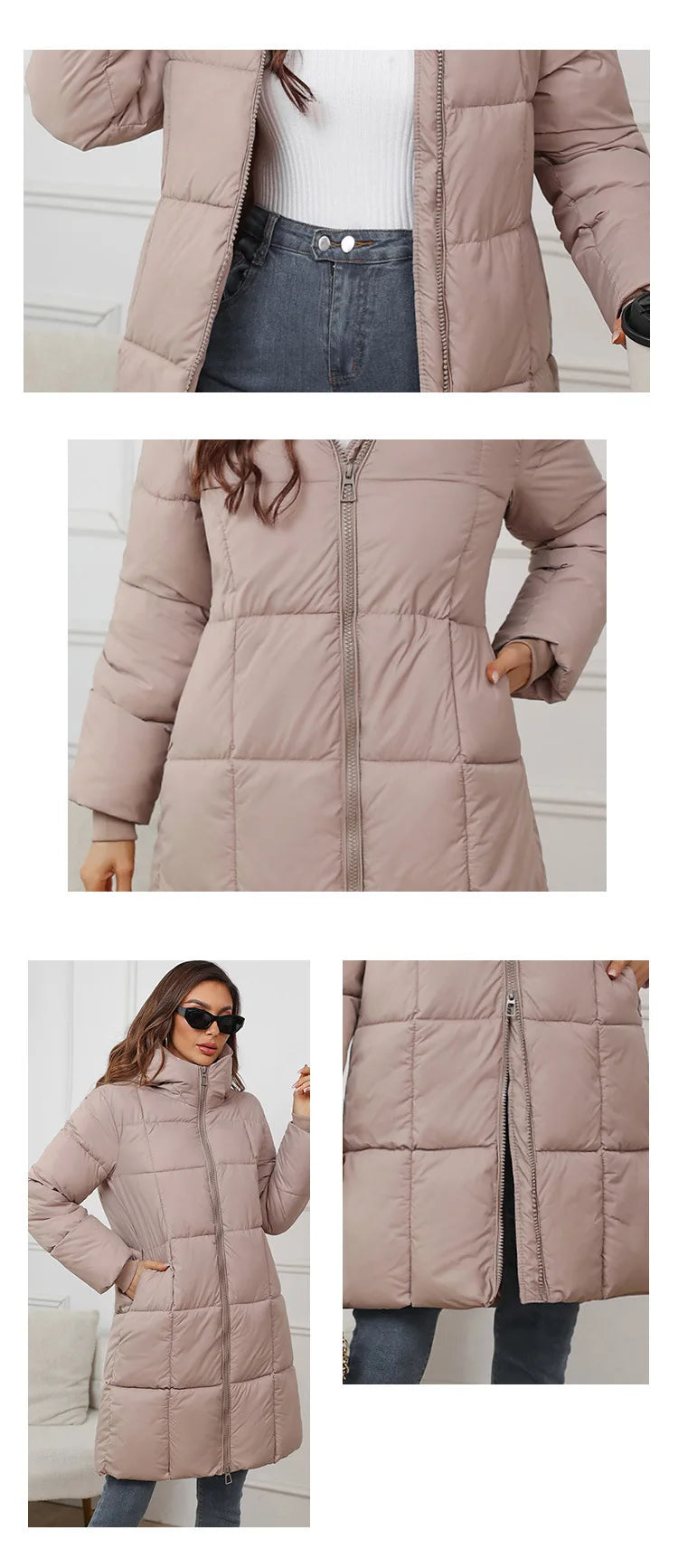 Winter Coat Female 2025 New Hooded Loose Solid Color Overcoat Women Cotton Jacket Mid-Length Slim Fit Thick Warm Padded Coats