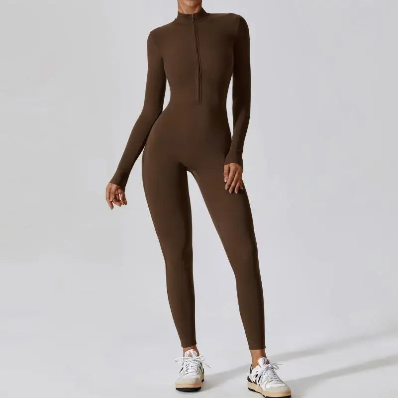 One-piece Sports Training Jumpsuit Women's Long Sleeve Tight Hip-highlighting Bodysuit Gym Clothing Sexy Dance Exercise Tights