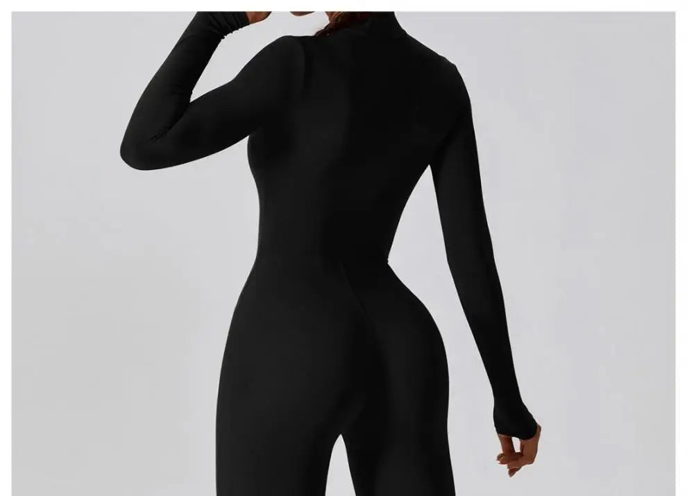 One-piece Sports Training Jumpsuit Women's Long Sleeve Tight Hip-highlighting Bodysuit Gym Clothing Sexy Dance Exercise Tights