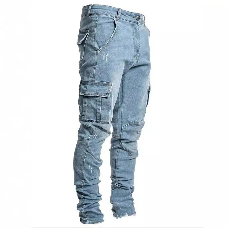 Demin Slim Fit Cargo Pants