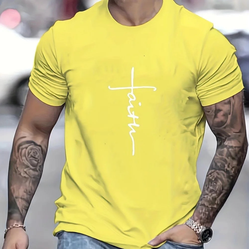 Cross Graphic T-Shirts For Mens Short Sleeve Tops Oversized Summer Clothing Casual Boys T-Shirts Street Male Shirts Tees 2024