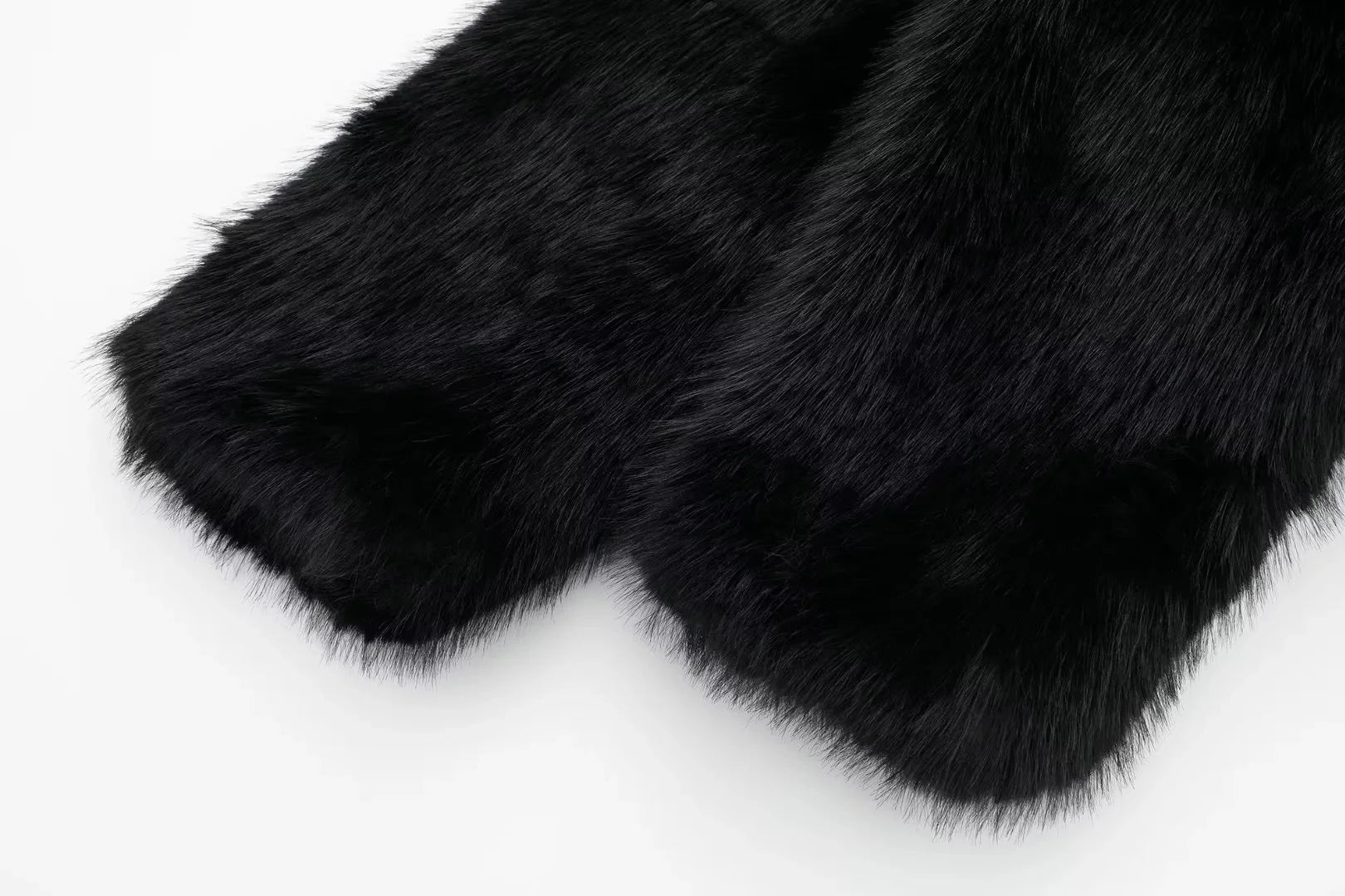 MUJER Black Faux Fur Coat for Women Autumn Winter Plush Coats and Jackets Streetwear Outerwears Long Sleeve Warm Womens Coats
