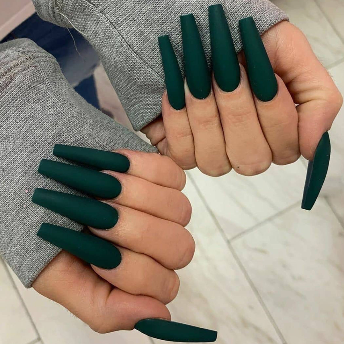 Solid Color Long Ballet Press on Nails