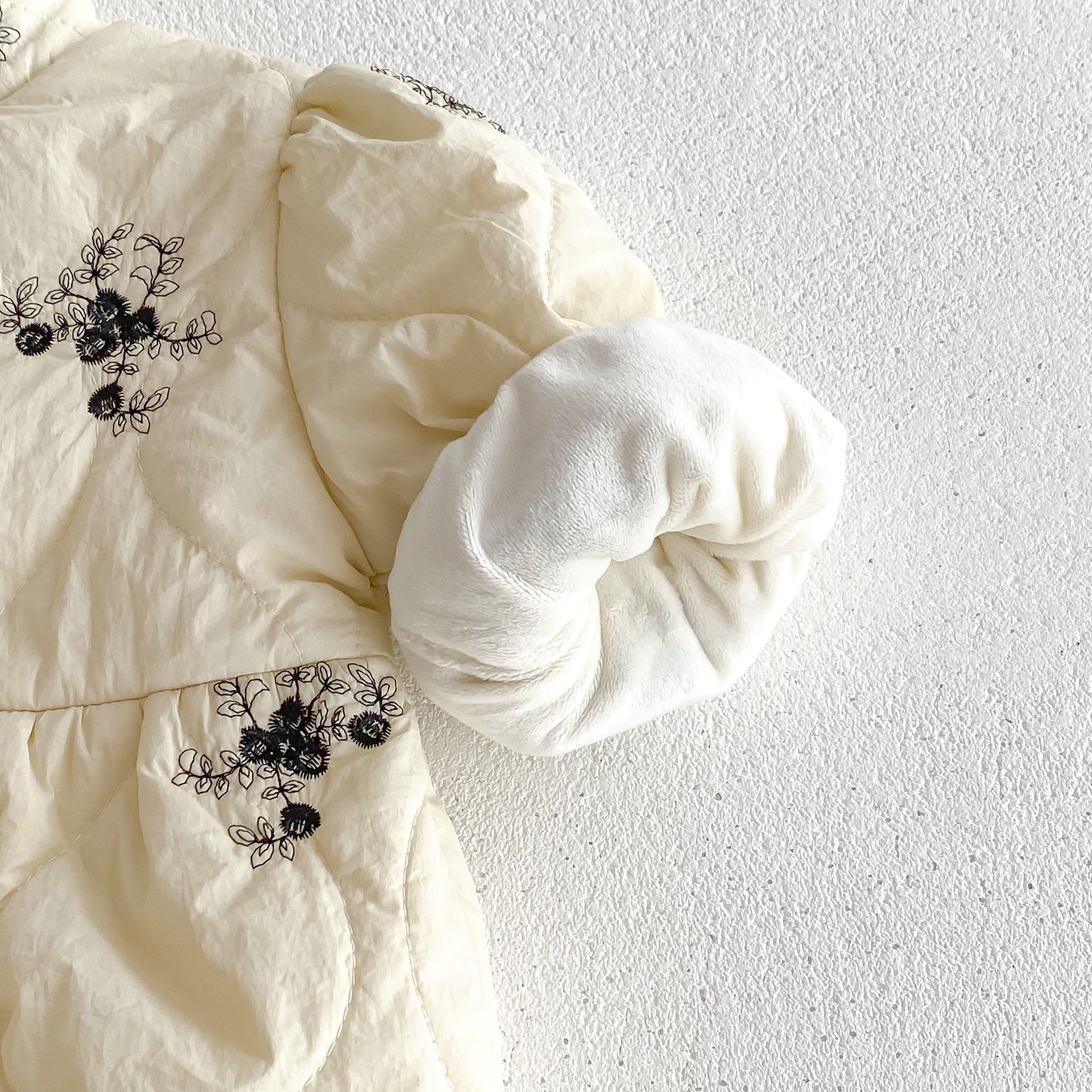 Infant Baby Girl Jacquard Embroidery Thick Warm Long Sleeve One Piece In Winter